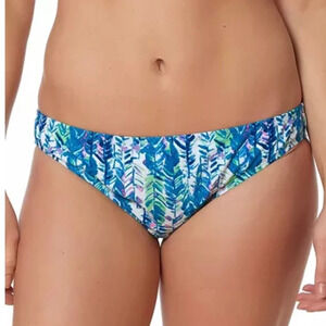 NWT Pink Envelope Palm Leaf Cinch-Back Hipster Bikini Bottoms